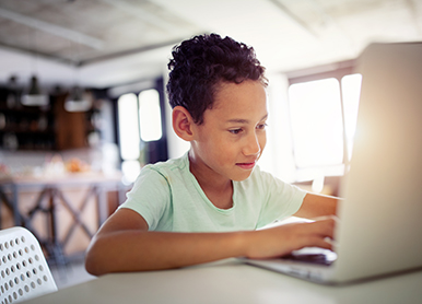 Foster child doing online education